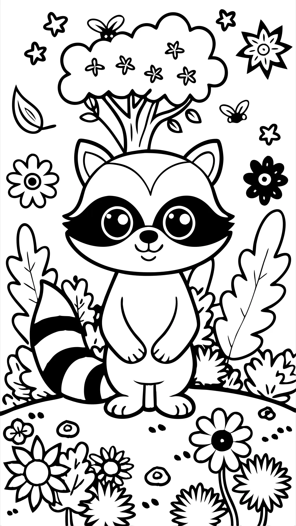 cute raccoon coloring pages